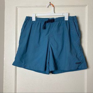 Columbia blue belted nylon outdoor hiking shorts men's L mesh liner